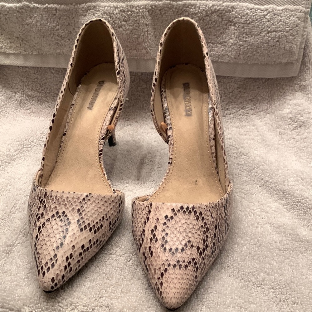 Old Navy snake skin heels. Worn just a few times but got compliments each time!!